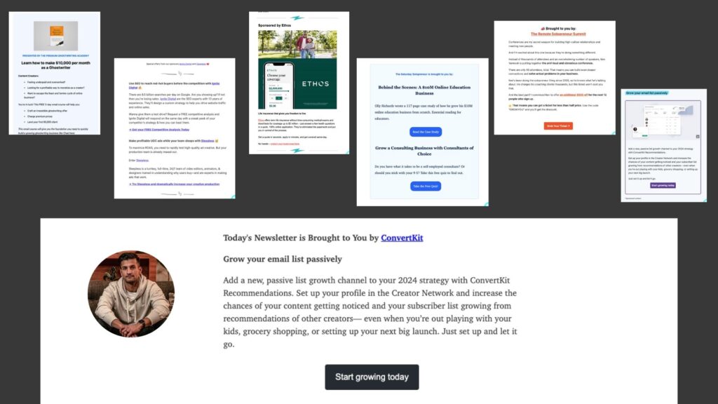 Creator Newsletter Sponsorship Sections